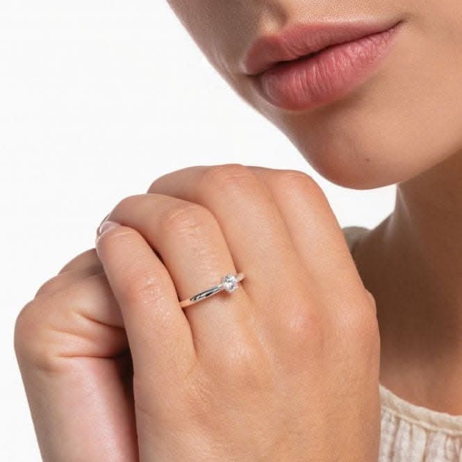 Silver Zirconia Claw Setting Stacking Ring TR2313-051-14