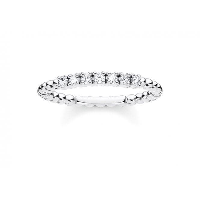Silver Zirconia Dot Stacking Ring TR2323-051-14
