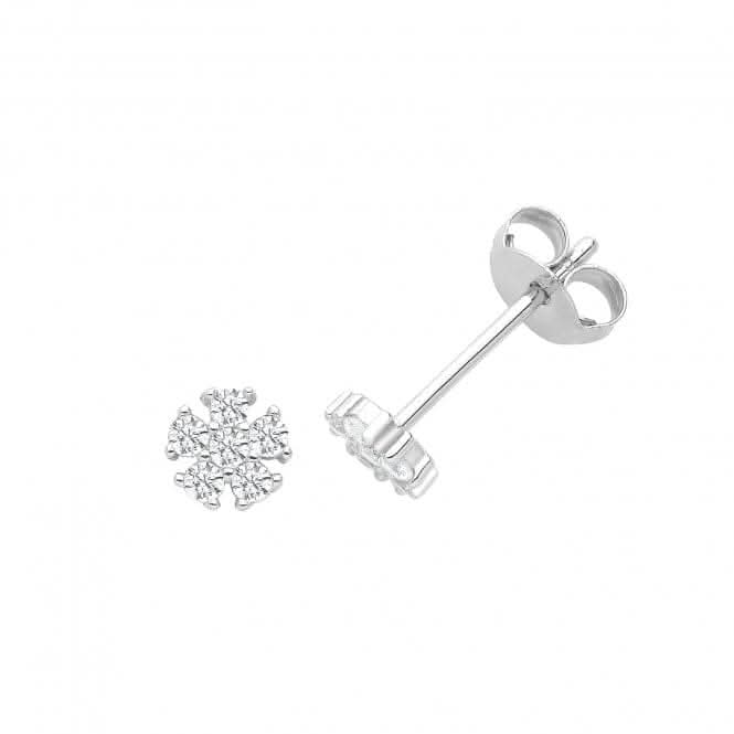 Acotis Silver Stud Earrings Zirconia Flower G51312