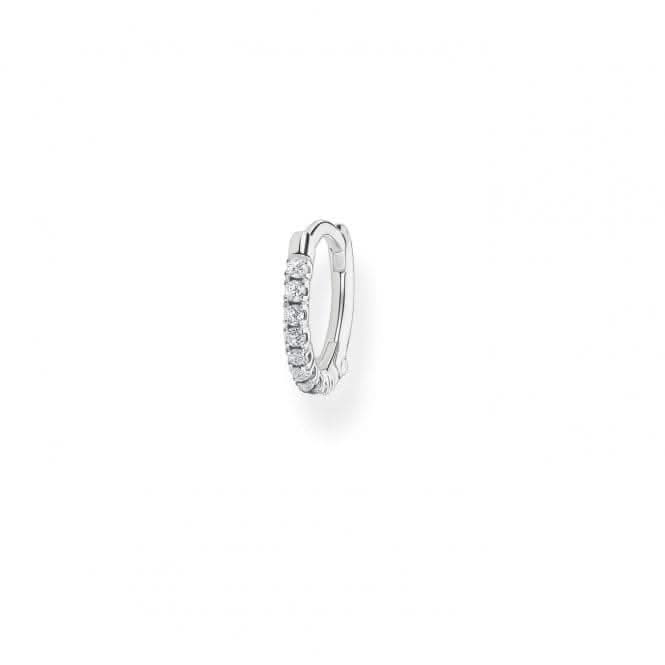 Silver Zirconia Mini Hoop Single Earring 12mm CR658-051-14