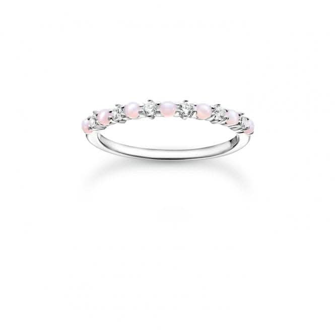 Silver Zirconia Pink And White Stones Ring TR2343-166-7