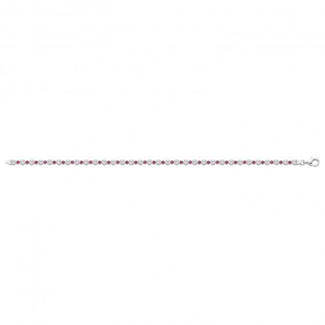 Acotis Silver Bracelet Red Zirconia Tennis G2689RZ
