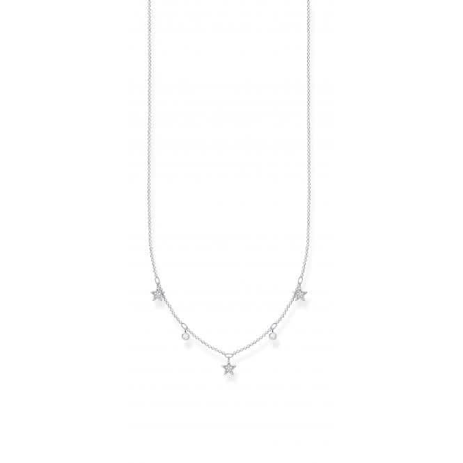 Silver Zirconia Stars Necklace 45cm KE2075-051-14-L45v