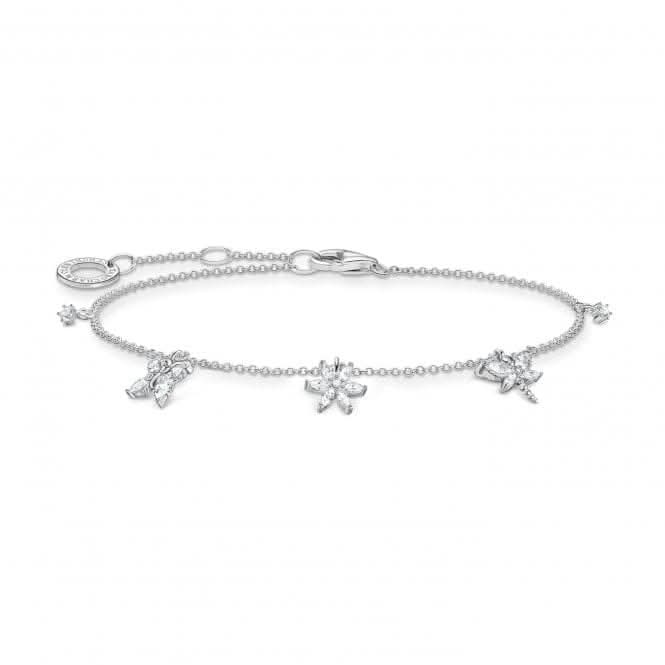 Silver Zirconia White Butterfly Bracelet A2027-051-14-L19V