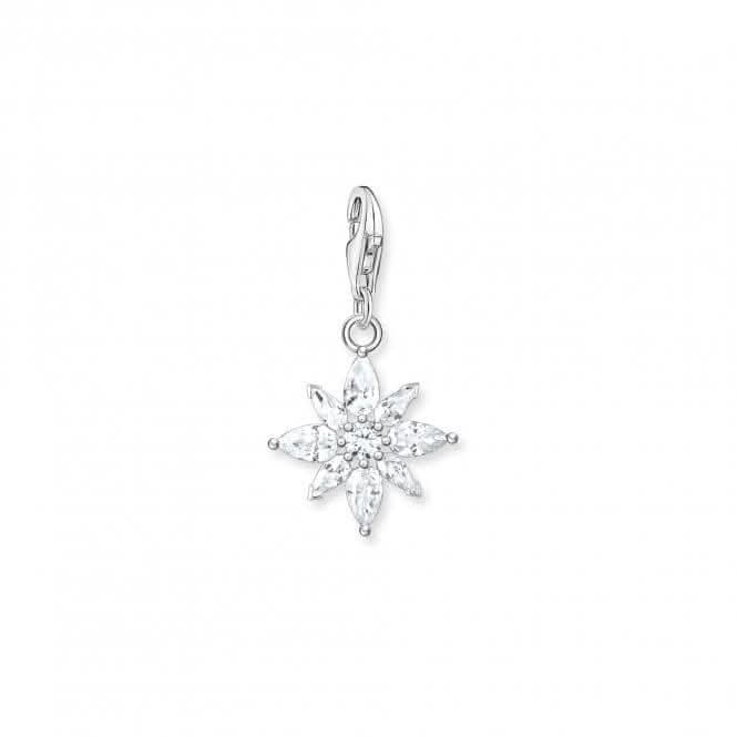 Silver Zirconia White Flower Charm 1863-051-14