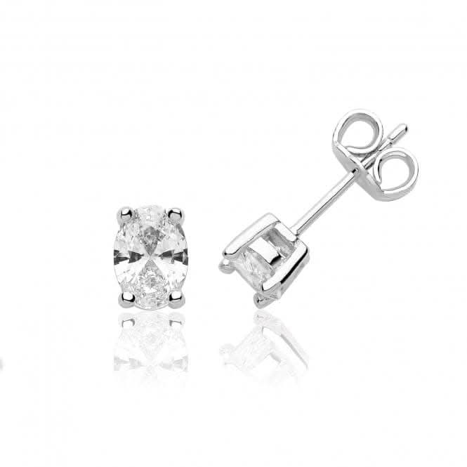 Silver & Co Oval Claw Set Earrings Single Stone SEG0093