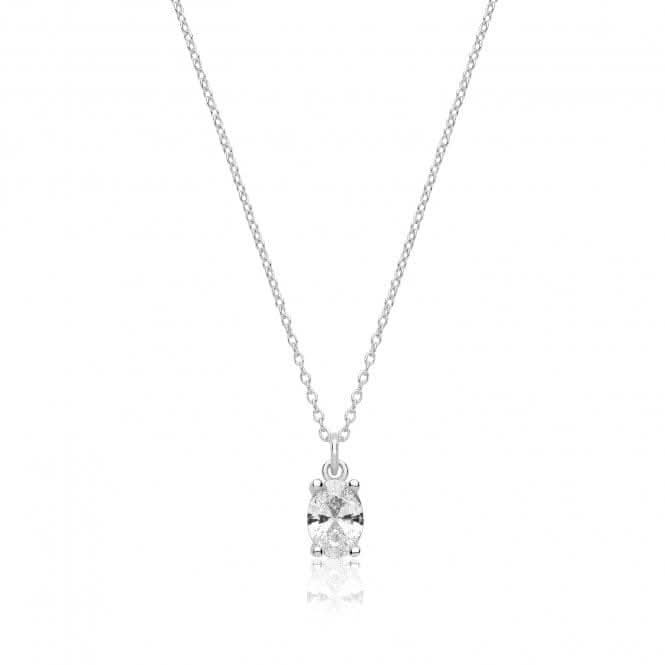 Silver & Co Oval Single Stone Claw Pendant SPG0078