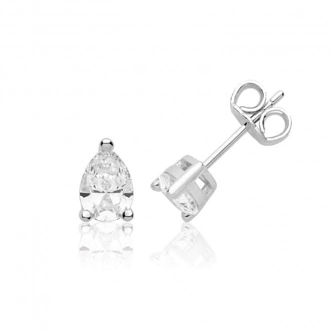 Silver & Co Single Stone Pear Shape Claw Set Earrings SEG0095