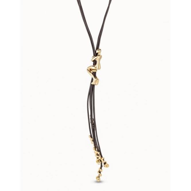 Skalator Golden Leather Necklace COL1163OROMAR0U