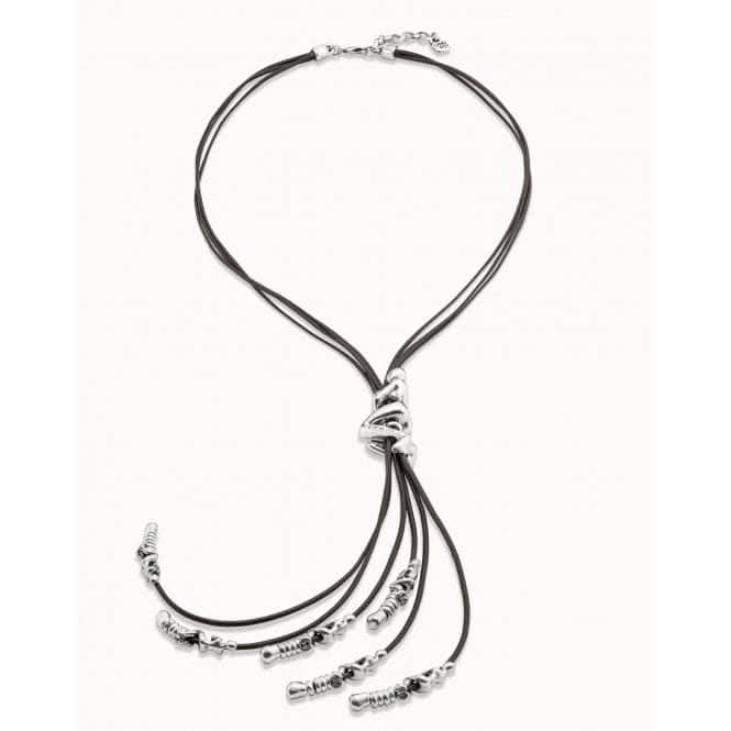 Skalator Silver Leather Necklace COL1056MARMTL0U