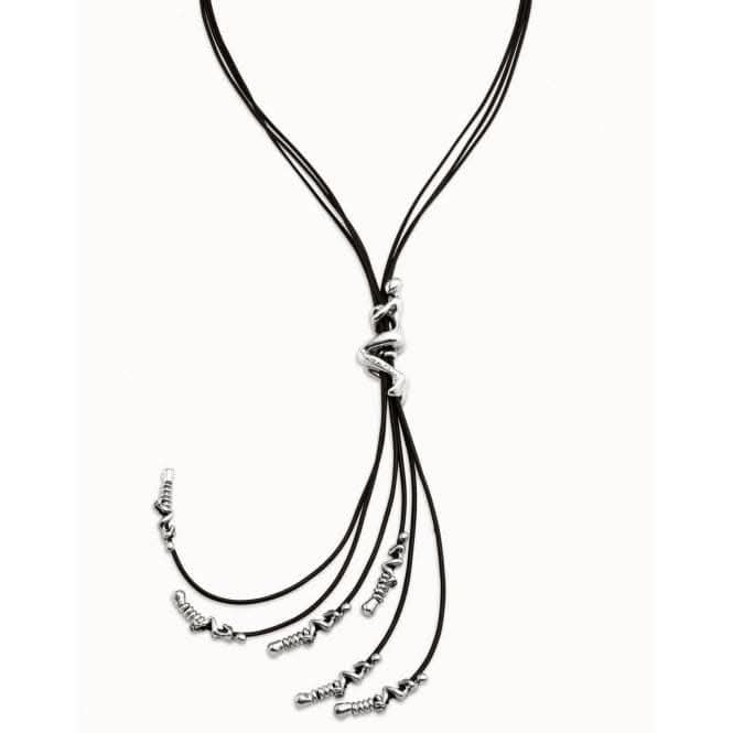 Skalator Silver Leather Necklace COL1056MARMTL0U