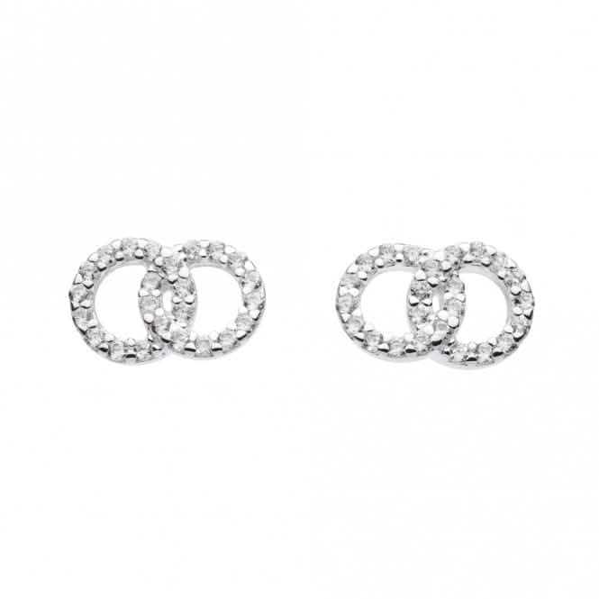 Small Double Circle Link Zirconia Stud Earrings 3379CZ