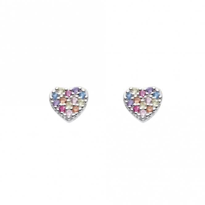Small Heart Multi Zirconia Stud Earrings 37814MCZ