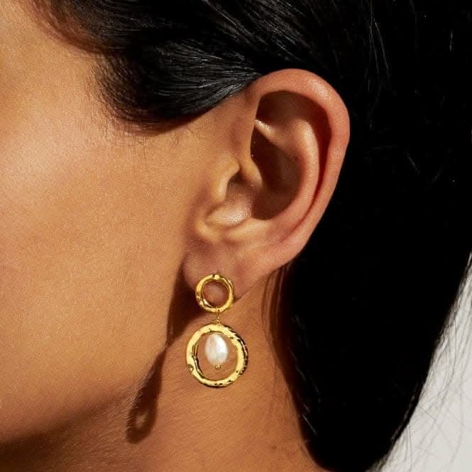 Solaria Baroque Pearl Gold Plated Hoop Earrings 7156Joma Jewellery7156
