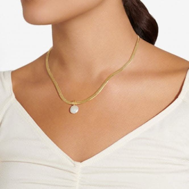Solaria Coin Pearl Gold Plated 40cm + 5cm Necklace 7157
