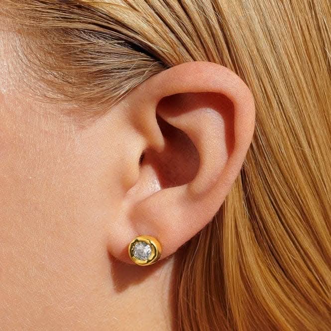 Solaria Zirconia Gold Plated Stud Earrings 7165