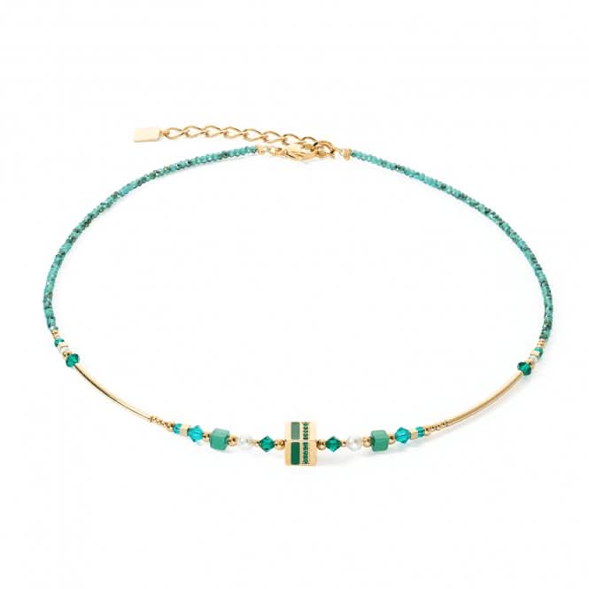 Square Stripes Green-Gold Necklace 4355/10-0516