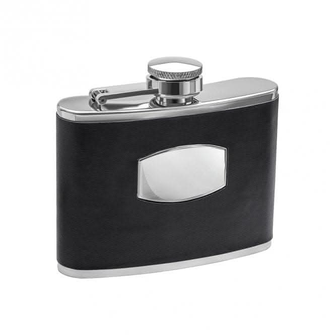 Stainless Steel Black Leather Hip Flask Y425