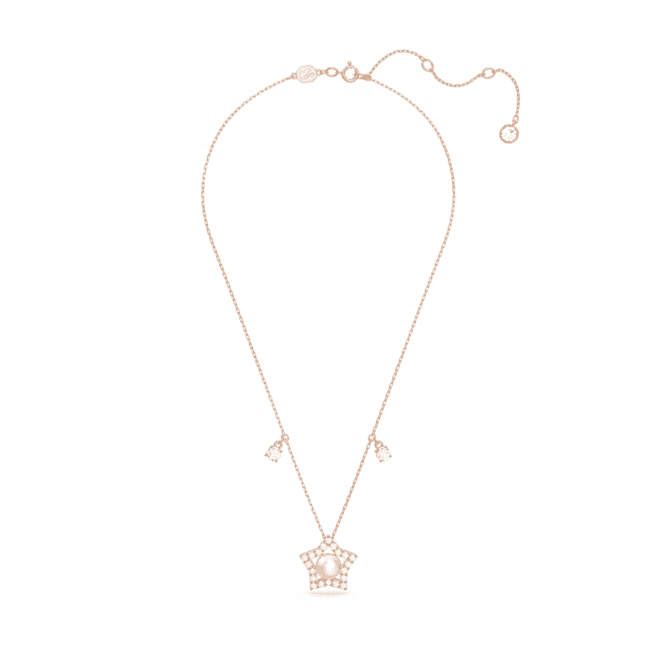 Stella Crystal Pearls Star White Rose Gold-tone Plated Necklace 5645382