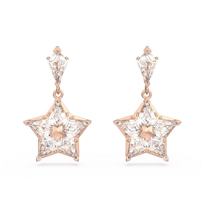 Stella Drop Kite Cut Star White Rose Gold-tone Plated Earrings 5645466