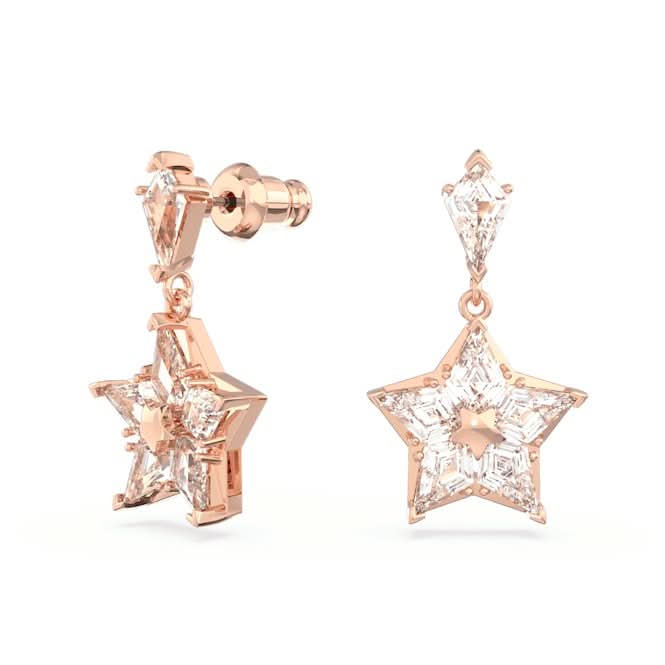 Stella Drop Kite Cut Star White Rose Gold-tone Plated Earrings 5645466