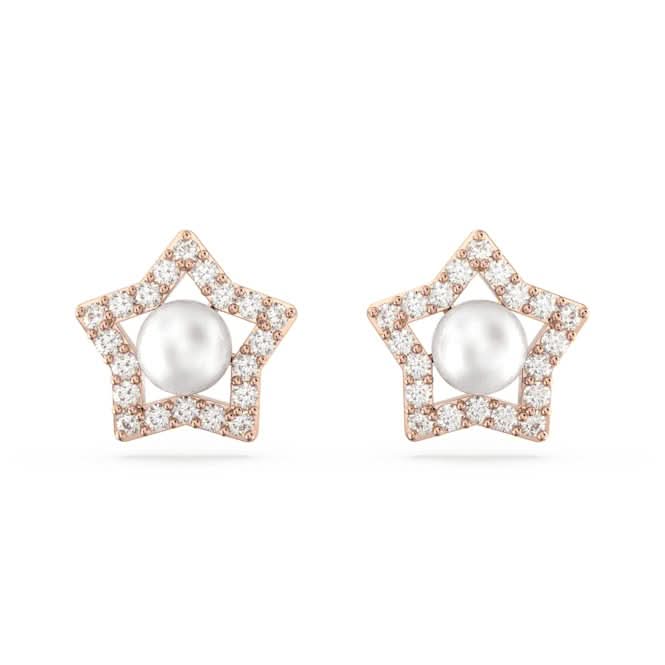 Stella Stud Crystal Star White Rose Gold-tone Plated Earrings 5645465