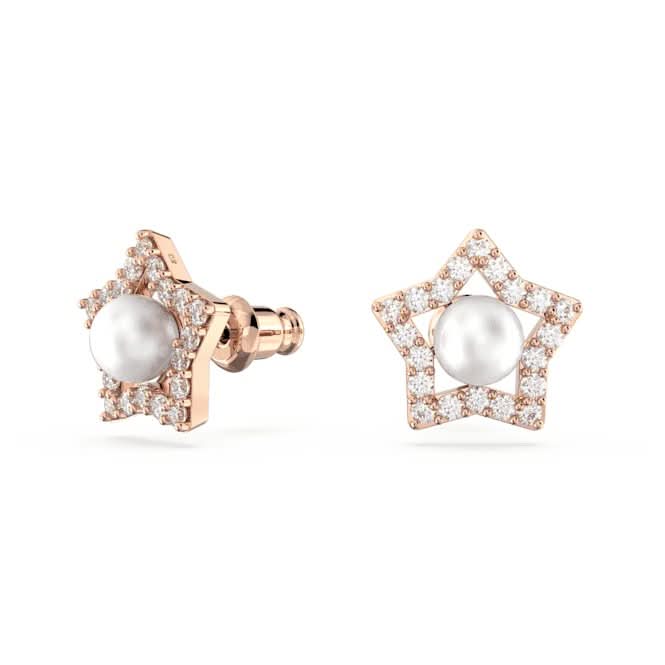 Stella Stud Crystal Star White Rose Gold-tone Plated Earrings 5645465