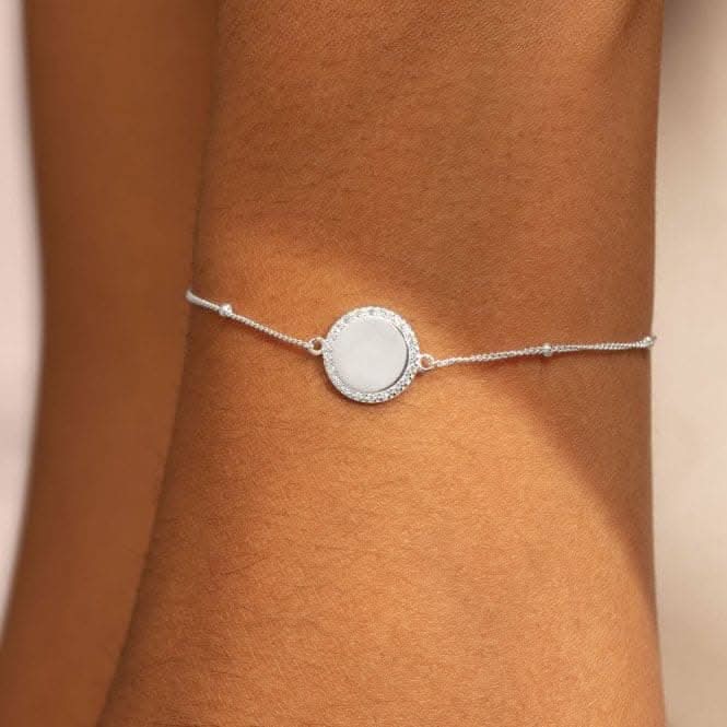 Sterling Silver 30th Birthday Disc Pave 16cm + 3cm Bracelet JJS0011