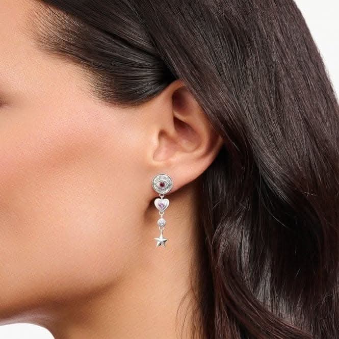 Sterling Silver 3D Symbols Colourful Stones Earrings H2277-640-7