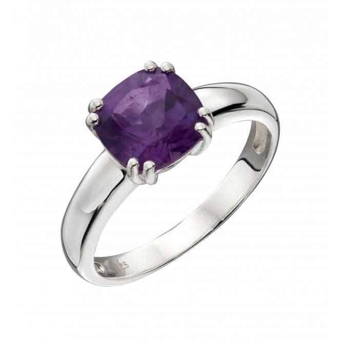 Sterling Silver Amethyst Cushion Cut Ring R3716M