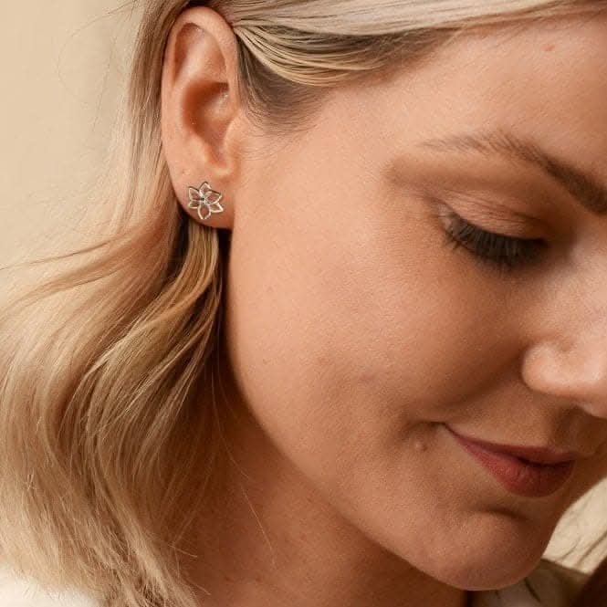 Sterling Silver Amulets Flower Earrings DE711