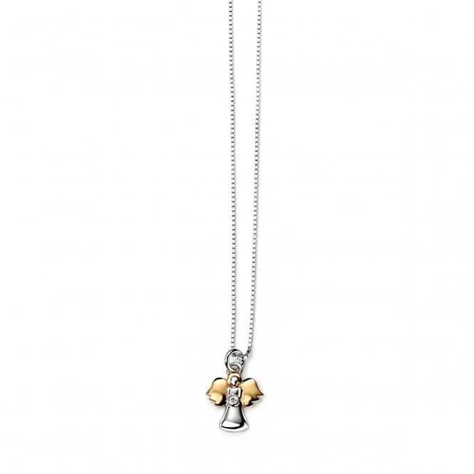 Sterling Silver Angel Pendant With Gold Plated Details P4019