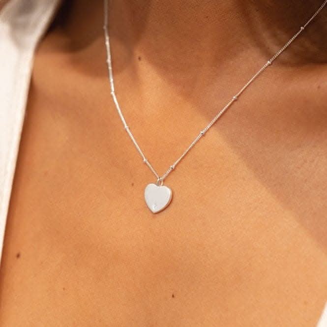 Sterling Silver Beautiful Friend Heart Zirconia 46cm + 5cm Necklace JJS0018