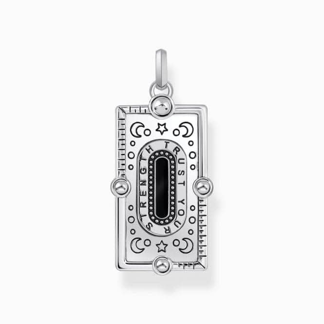 Sterling Silver Black Enamel With Stone Snake Pendant PE958-473-7