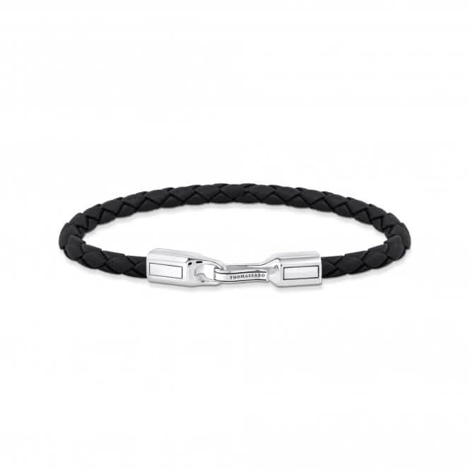 Sterling Silver Black Leather Bracelet A2149-682-11
