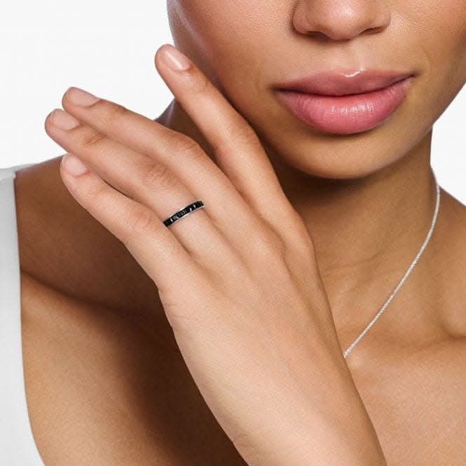 Sterling Silver Black Pavé Stones Ring TR2358-643-11