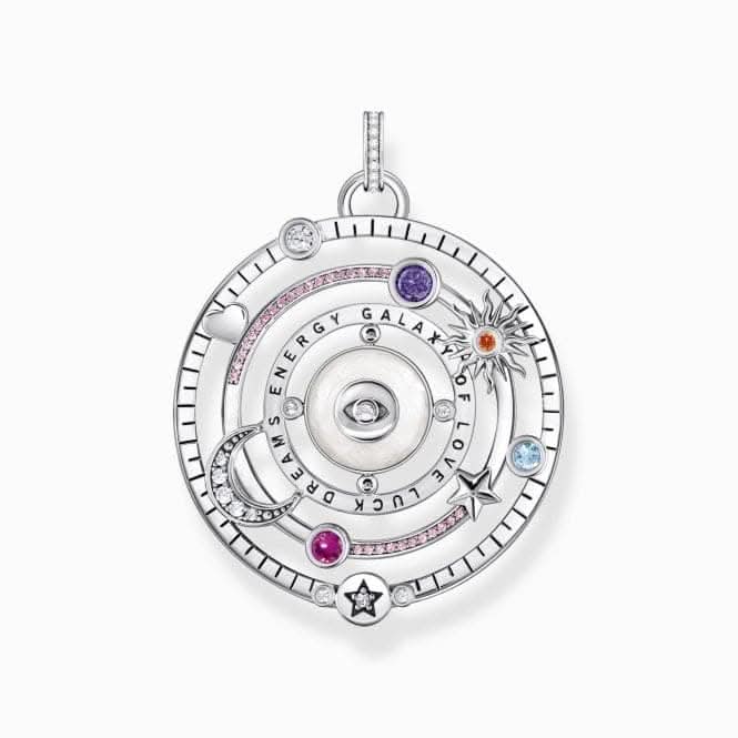 Sterling Silver Blackened Half-Ball Colourful Stones Pendant PE957-473-7