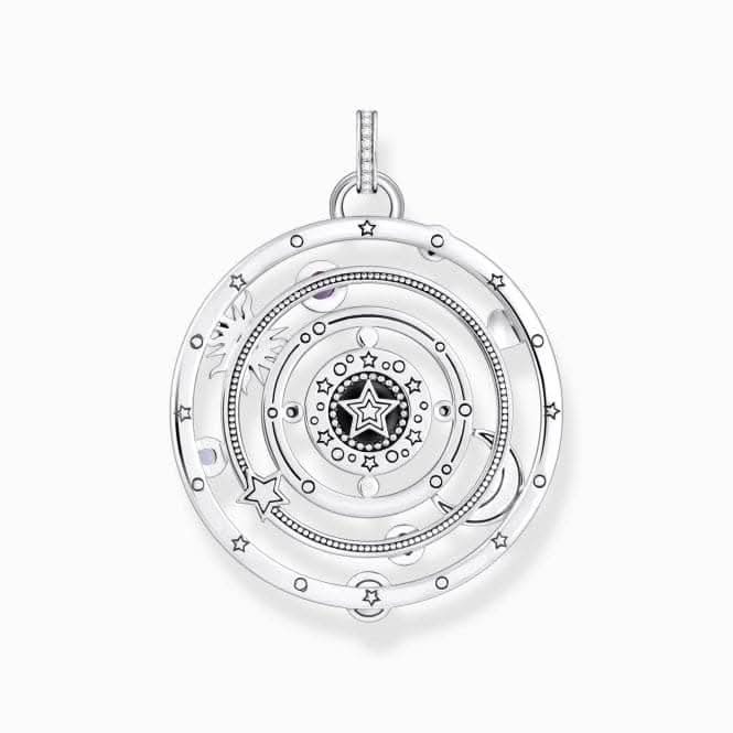Sterling Silver Blackened Half-Ball Colourful Stones Pendant PE957-473-7