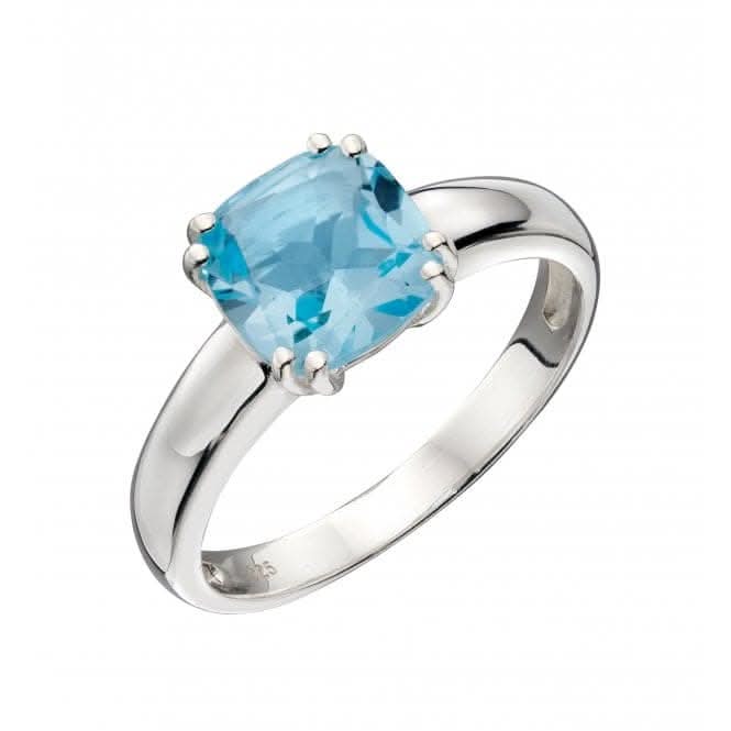 Sterling Silver Blue Topaz Cushion Cut Ring R3717T