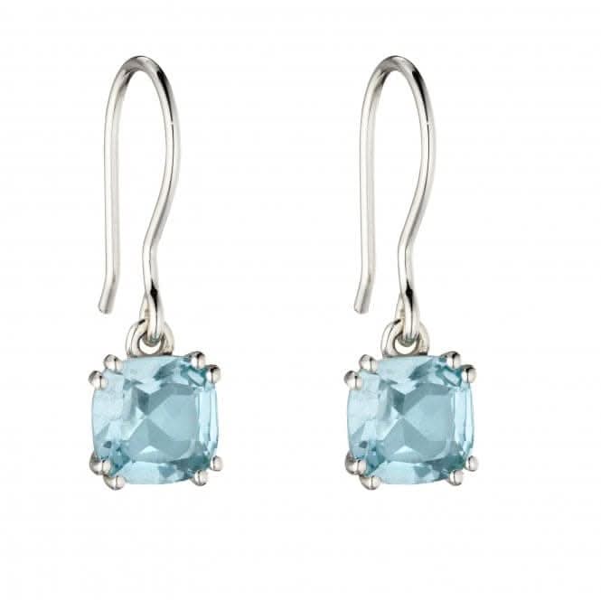Sterling Silver Blue Topaz Cushion Earrings E5849T