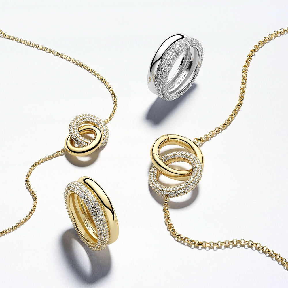 Sterling Silver Carrara Due Piccolo Necklace SJ-N2477-CZ