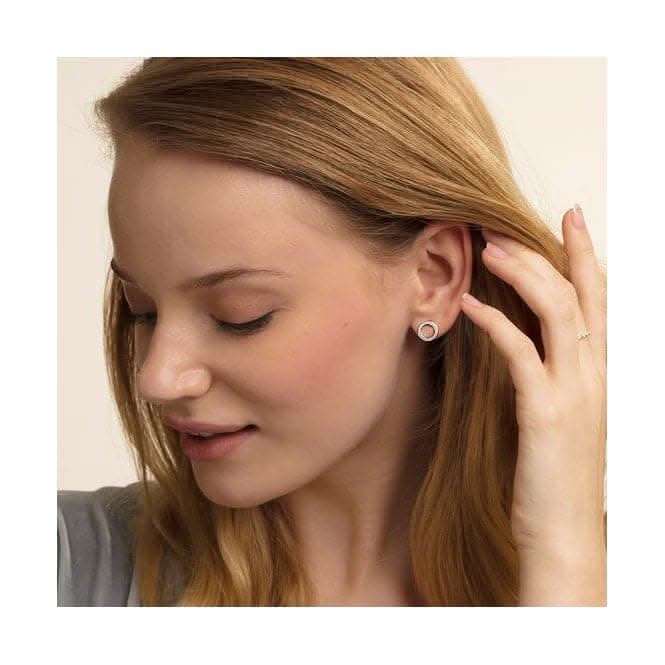 Sterling Silver Circles Large Ear Studs H1947-051-14