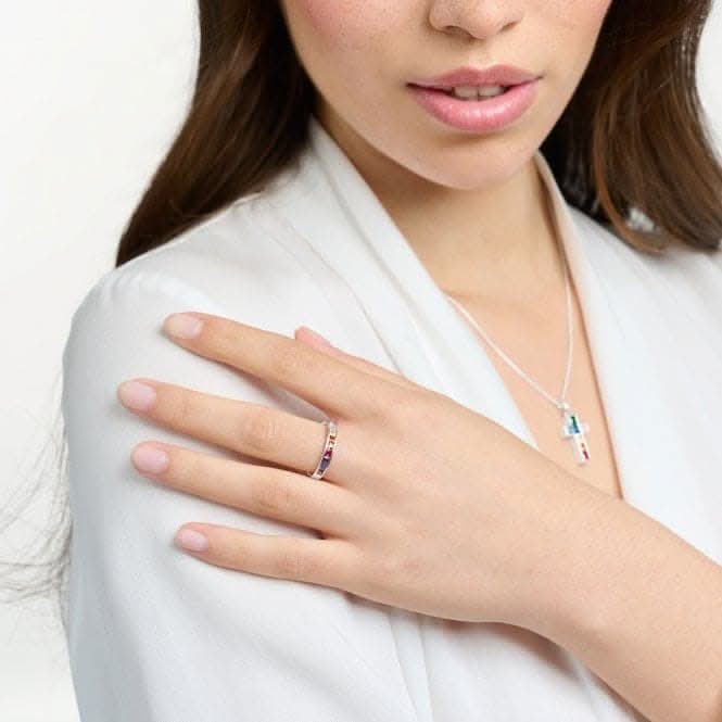 Sterling Silver Colourful Stones Ring TR2403-477-7