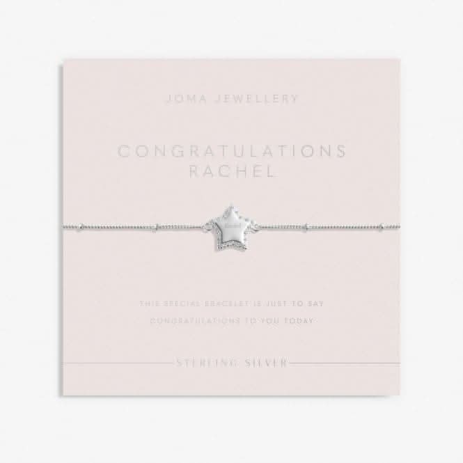 Sterling Silver Congratulations Star Pave 16cm + 3cm Bracelet JJS0008