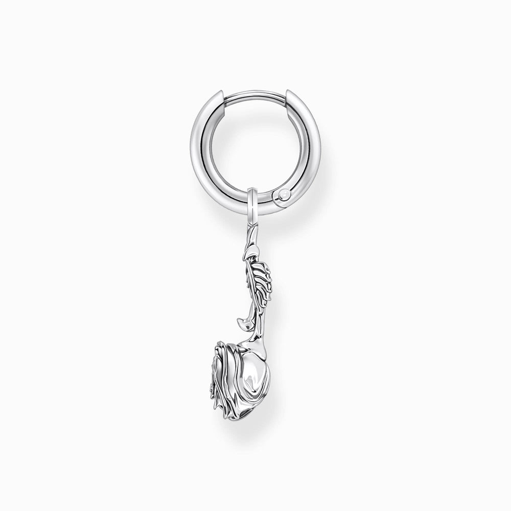 Sterling Silver Creole Midnight Rose Single Earring CR756-637-21