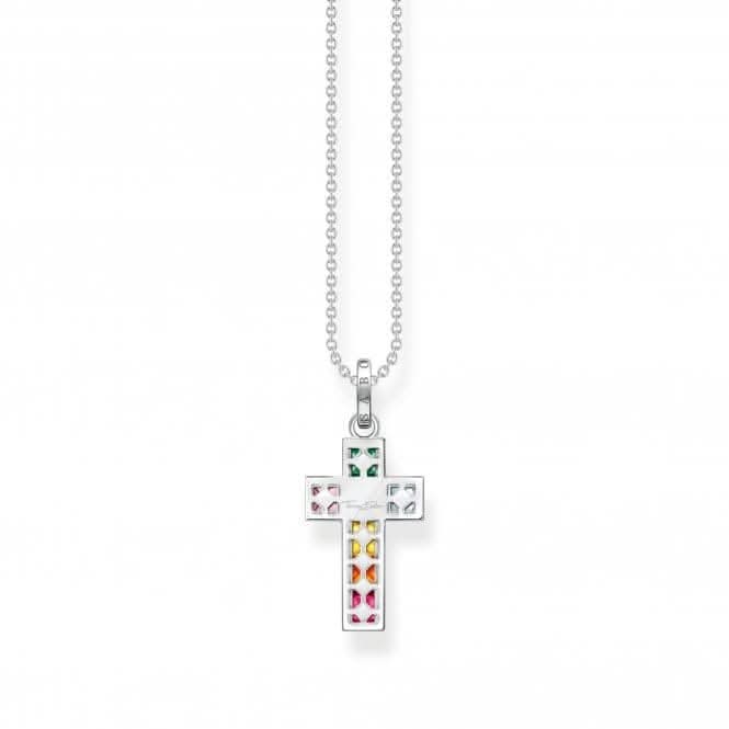 Sterling Silver Cross Colourful Stones Necklace KE2166 - 477 - 7 - L45VThomas Sabo Sterling SilverKE2166 - 477 - 7