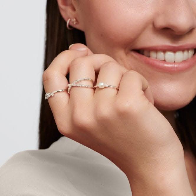 Sterling Silver Delicate Pearl Ring TR2370-167-14