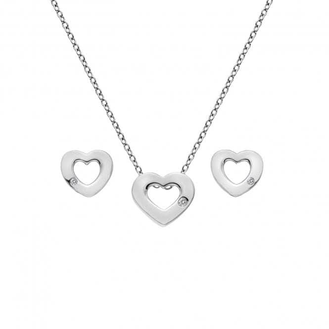 Sterling Silver Diamond Amulets Heart Set SS136