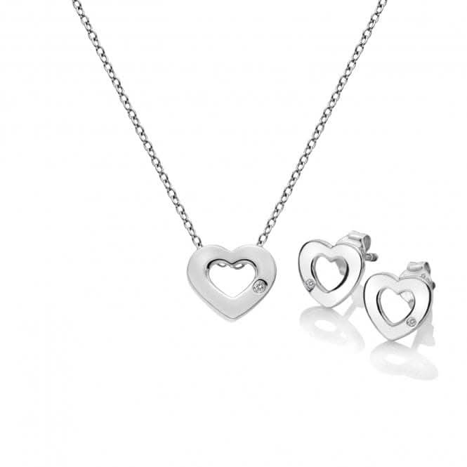 Sterling Silver Diamond Amulets Heart Set SS136