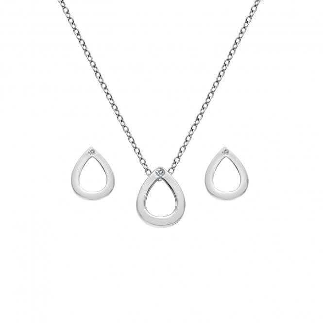 Sterling Silver Diamond Amulets Teardrop Set SS135